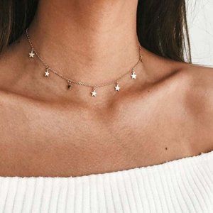 Gold Star Adjustable Choker Necklace